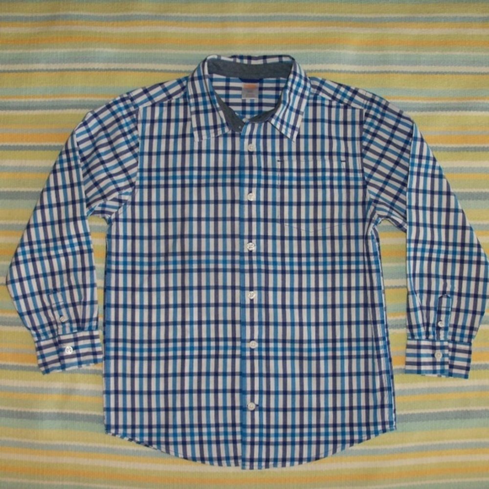 🛍️ BUNDLE ONLY -Boy's Gymboree Blue Plaid Button Up  M 7/8